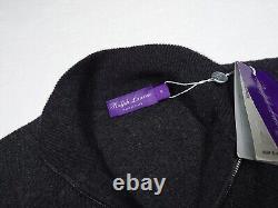NEW $1495 Ralph Lauren Purple Label Cashmere Quarter Zip Sweater Small Grey S