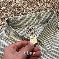 NEW $225 RRL Ralph Lauren Supply Co Sanforized Striped Button Up Shirt 15 1/2 M