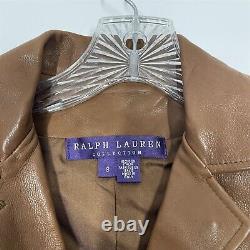 NEW $2298 Ralph Lauren Purple Label Womens 8 Calfskin Brown Vest Jacket