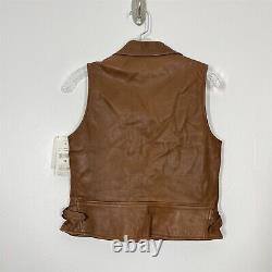 NEW $2298 Ralph Lauren Purple Label Womens 8 Calfskin Brown Vest Jacket