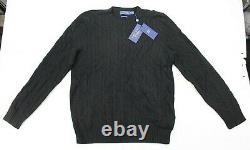 NEW $398 Polo Ralph Lauren Black Cable Knit Italian Cashmere Sweater Mens XL