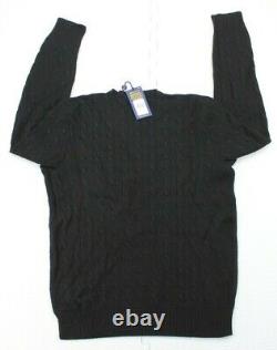 NEW $398 Polo Ralph Lauren Black Cable Knit Italian Cashmere Sweater Mens XL