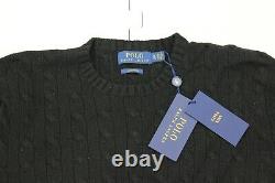 NEW $398 Polo Ralph Lauren Black Cable Knit Italian Cashmere Sweater Mens XL