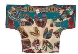 NEW $498 Ralph Lauren Silk Shirt (Blouse)! Southwestern Indian Print Wide Neck