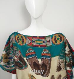 NEW $498 Ralph Lauren Silk Shirt (Blouse)! Southwestern Indian Print Wide Neck