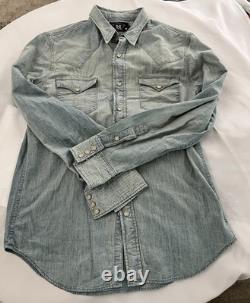 NEW Double RL RRL Ralph Lauren Denim western Shirt Mens Size medium