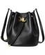 New Lauren Ralph Lauren Black Leather Medium Drawstring Bucket Bag $295