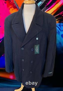 NEW LRL Ralph Lauren Men's Double-Breasted Wool-Blend Overcoat Dark Navy XXL NWT