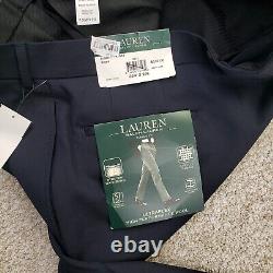 NEW Lauren Ralph Lauren 36x29 Mens Wool Blend Ultraflex Pleated Dress Pants Blue
