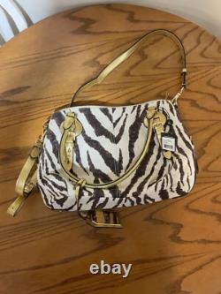NEW Lauren Ralph Lauren Asher Canvas Satchel Large Zebra Stripe Pattern