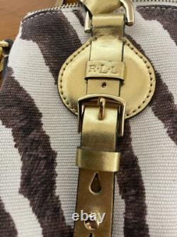 NEW Lauren Ralph Lauren Asher Canvas Satchel Large Zebra Stripe Pattern