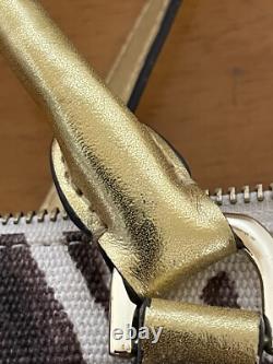 NEW Lauren Ralph Lauren Asher Canvas Satchel Large Zebra Stripe Pattern