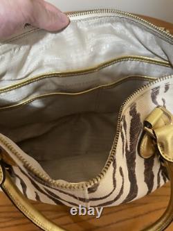 NEW Lauren Ralph Lauren Asher Canvas Satchel Large Zebra Stripe Pattern