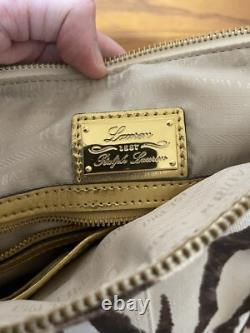 NEW Lauren Ralph Lauren Asher Canvas Satchel Large Zebra Stripe Pattern