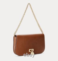 NEW Lauren Ralph Lauren Leather Medium Tanner Shoulder Brown Retail $325 Tan Gol
