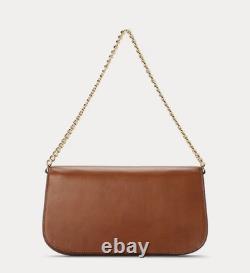 NEW Lauren Ralph Lauren Leather Medium Tanner Shoulder Brown Retail $325 Tan Gol
