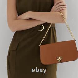 NEW Lauren Ralph Lauren Leather Medium Tanner Shoulder Brown Retail $325 Tan Gol
