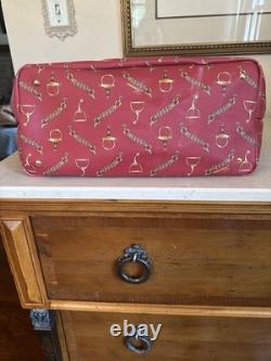 NEW! Lauren Ralph Lauren Red Equestrian-Print Classic Leather Tote Women's Bag