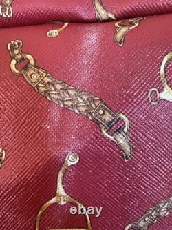 NEW! Lauren Ralph Lauren Red Equestrian-Print Classic Leather Tote Women's Bag
