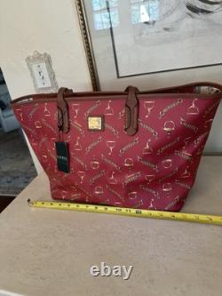 NEW! Lauren Ralph Lauren Red Equestrian-Print Classic Leather Tote Women's Bag