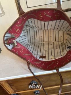 NEW! Lauren Ralph Lauren Red Equestrian-Print Classic Leather Tote Women's Bag