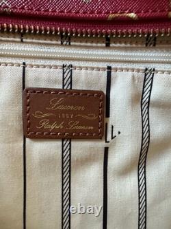 NEW! Lauren Ralph Lauren Red Equestrian-Print Classic Leather Tote Women's Bag