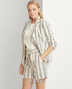 NEW! Lauren Ralph Lauren Womens Size 12 Striped Linen Twill Blazer NWT $265