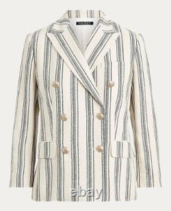NEW! Lauren Ralph Lauren Womens Size 12 Striped Linen Twill Blazer NWT $265