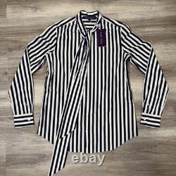 NEW NWT Ralph Lauren Purple Label Womens Button Down Striped Shirt Size 2