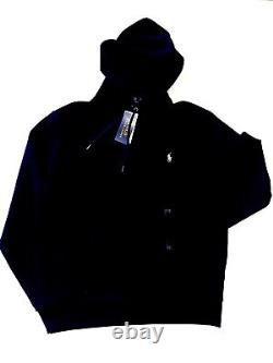 NEW POLO RALPH LAUREN Men's Solid Black Double Knit Full Zip Hoodie & Jogger Set