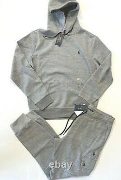 NEW POLO RALPH LAUREN Men's Solid Grey Double Knit Full Zip Hoodie & Jogger Set