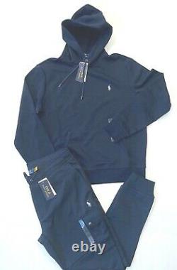 NEW POLO RALPH LAUREN Men's Solid Navy Double Knit Full Zip Hoodie & Jogger Set