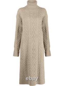 NEW POLO RALPH LAUREN Roll-neck Cable-knit Dress In Neutrals Size S #S5841