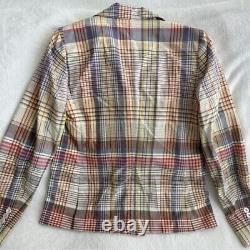 NEW Polo Ralph Lauren Blazer Womens 12 Cotton Madras Plaid Jacket Equestrian