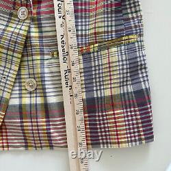 NEW Polo Ralph Lauren Blazer Womens 12 Cotton Madras Plaid Jacket Equestrian