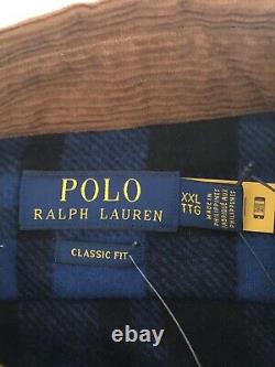 NEW Polo Ralph Lauren Classic Fit Wool Work Shirt Overshirt Blue/Black XXL $348