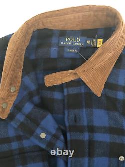 NEW Polo Ralph Lauren Classic Fit Wool Work Shirt Overshirt Blue/Black XXL $348