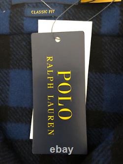 NEW Polo Ralph Lauren Classic Fit Wool Work Shirt Overshirt Blue/Black XXL $348