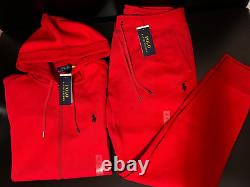 NEW Polo Ralph Lauren Double Knit Full Zip Hoodie & Jogger SET Red