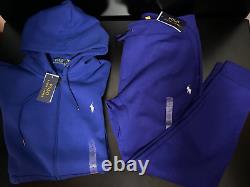 NEW Polo Ralph Lauren Double Knit Royal Blue Full Zip Hoodie & Jogger SET