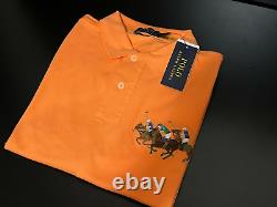 NEW Polo Ralph Lauren Embroidered Triple Pony Stampede Equestrian Shirt Orange