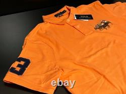 NEW Polo Ralph Lauren Embroidered Triple Pony Stampede Equestrian Shirt Orange