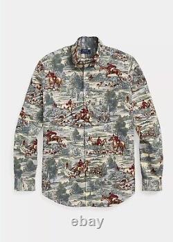 NEW Polo Ralph Lauren Fox Hunt Dog Equestrian Button Down Shirt MD / LG / XXL