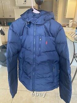 NEW Polo Ralph Lauren Mens Navy Color Water-Repellent Down Puffer Jacket Large