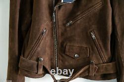 NEW Polo Ralph Lauren Moto Jacket (M) Brown Suede Goat Leather Perfecto
