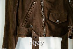NEW Polo Ralph Lauren Moto Jacket (S) Brown Suede Goat Leather Perfecto