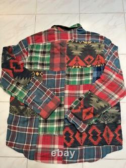NEW Polo Ralph Lauren Patchwork Native Indian Western Aztec button shirt men 2X