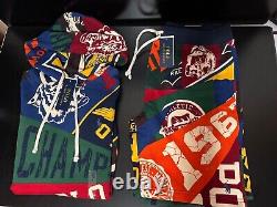 NEW Polo Ralph Lauren Pennant Collegiate P Wing Flag Hoodie & Shorts SET
