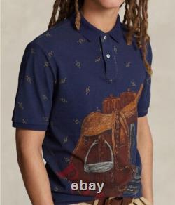 NEW Polo Ralph Lauren Saddle Equestrian Horsehoe Navy Shirt L / XL
