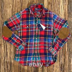 NEW Polo Ralph Lauren Shirt Men's S Red Long Sleeve Flannel Elbow Patch $168